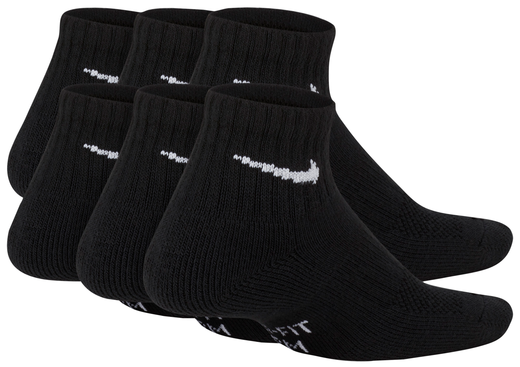 Nike 6 Pack Cushioned Quarter Socks 童款 - Black/White - Image 3