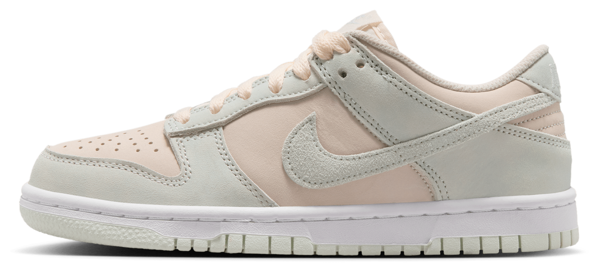 Nike Dunk Low Suede 童款 - Chalk/Barely Volt/White - Image 2