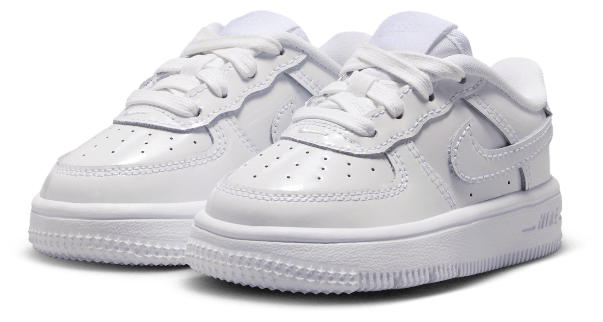 Nike Air Force 1 Low Lace 童款 - White/White - Image 6
