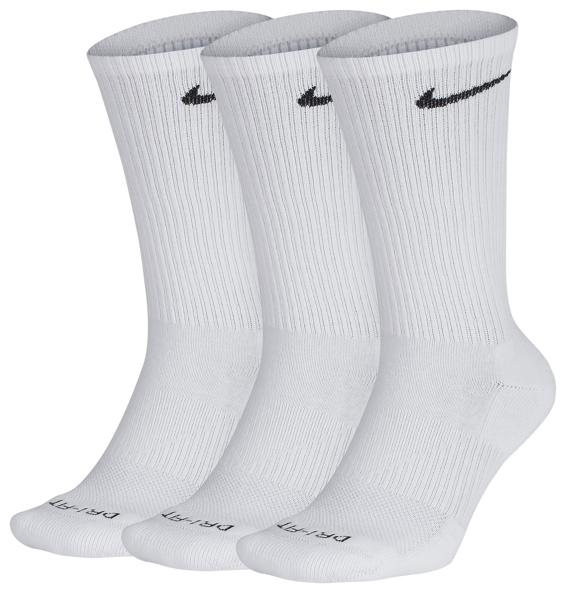 Nike 3 Pack Dri-FIT Plus Crew Socks - Black/White - Image 1