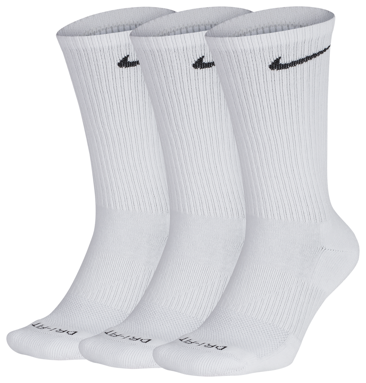 Nike 3 Pack Dri-FIT Plus Crew Socks - Black/White - Image 1