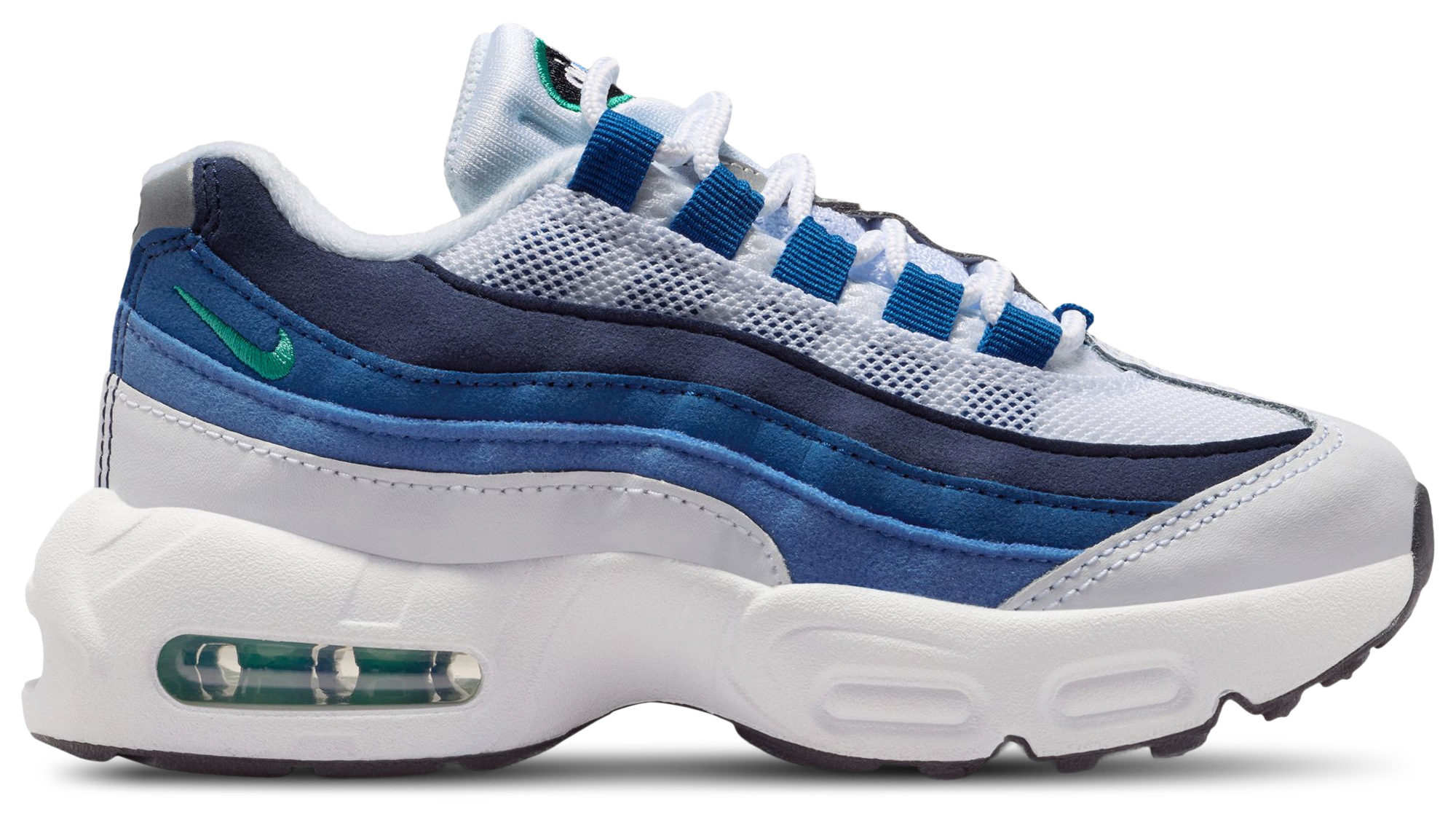 Nike Air Max 95 PRM Emerald 童款 - White/Emerald Green/Lake Blue - Image 1