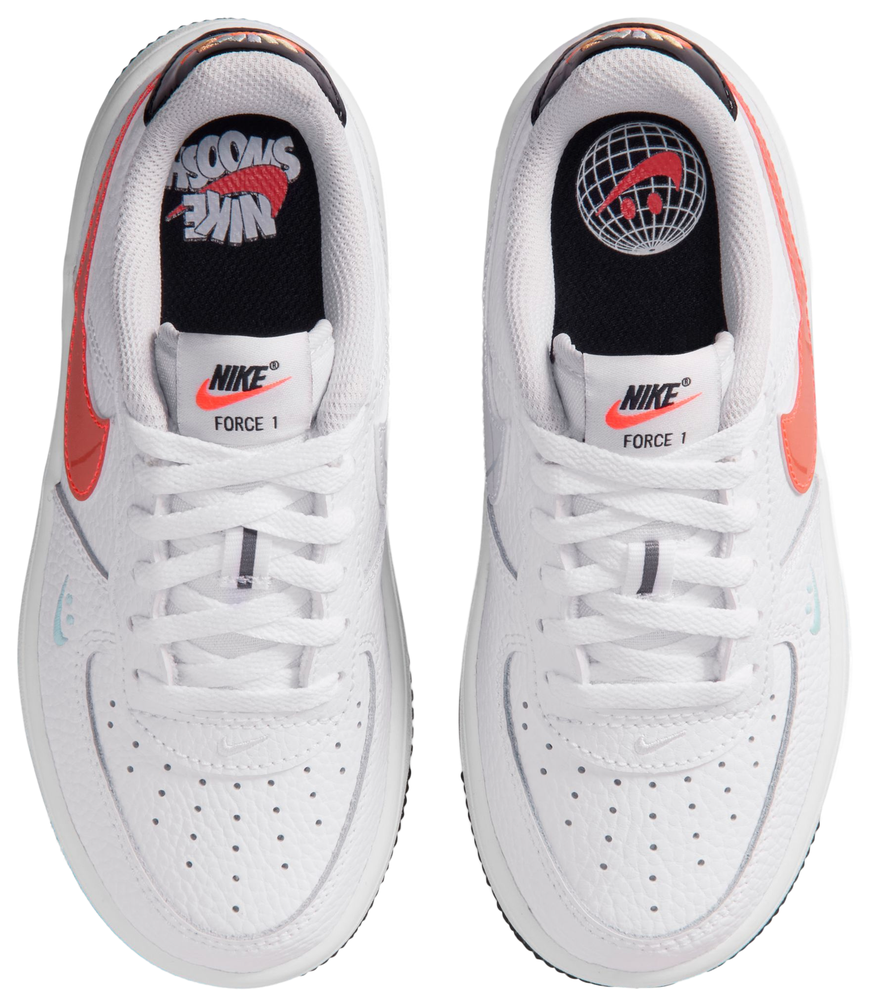 Nike Force 1 Low BP Lace FL1 童款 - White/Flash Crimson/Hydrogen Blue - Image 4