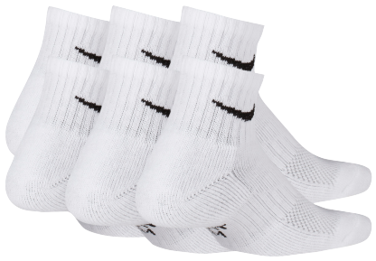 Nike 6 Pack Cushioned Quarter Socks 童款 - White/Black - Image 3