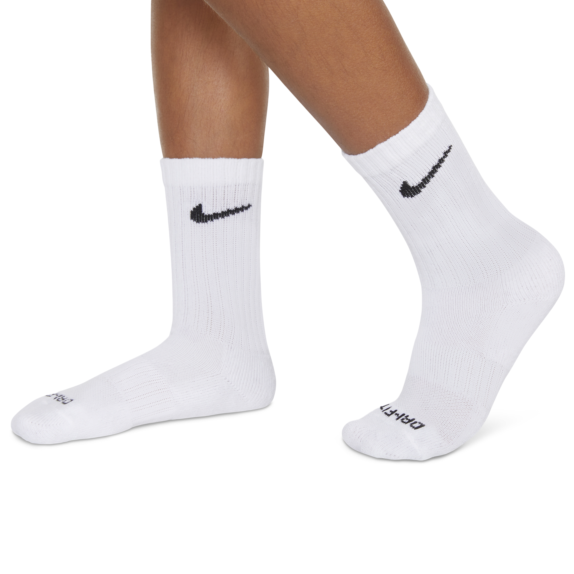 Nike 6 Pack Dri-FIT Performance Basic Crew Socks 童款 - White/Black - Image 3