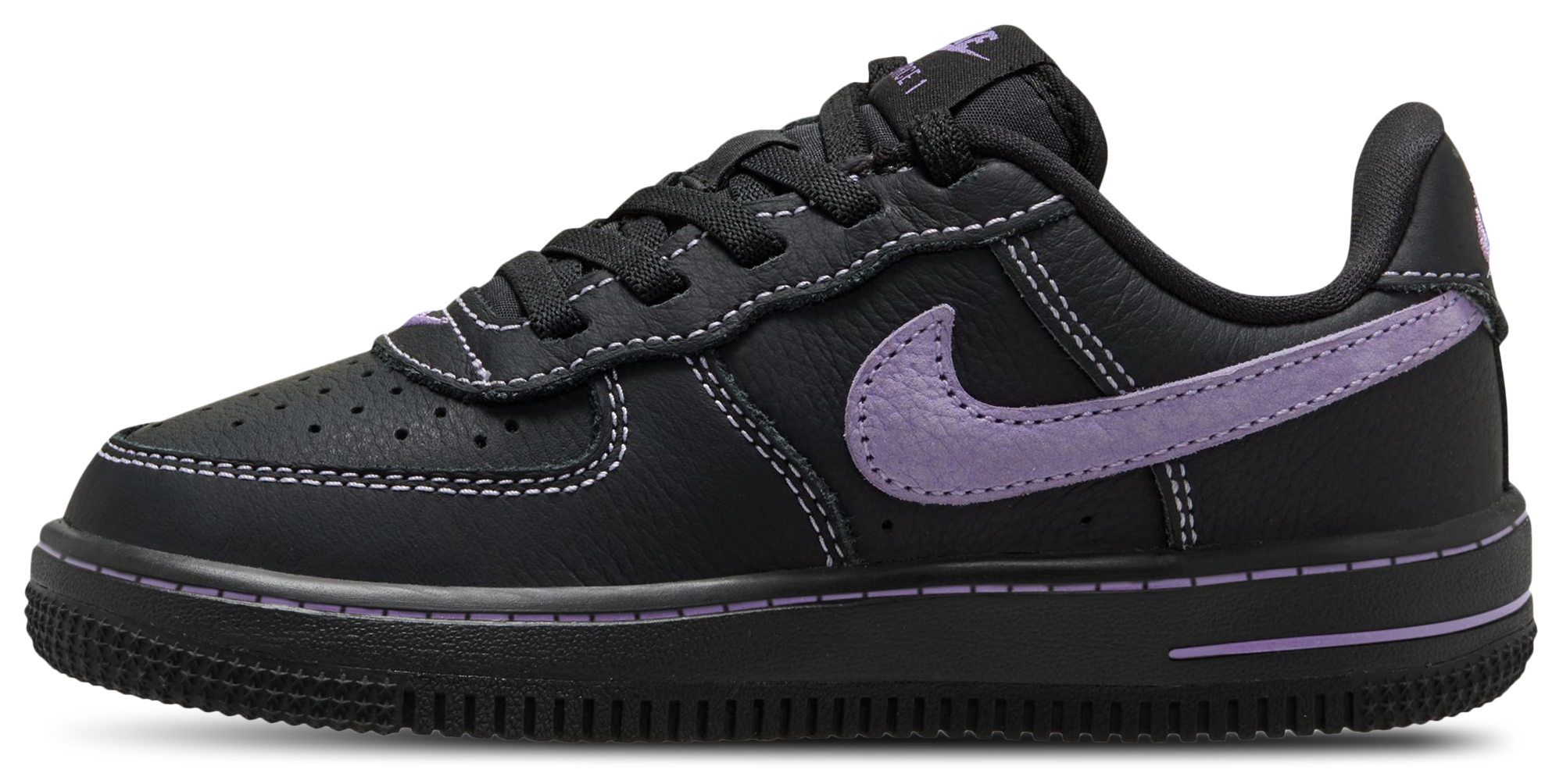 Nike Air Force 1 童款 - Black/Purple - Image 2