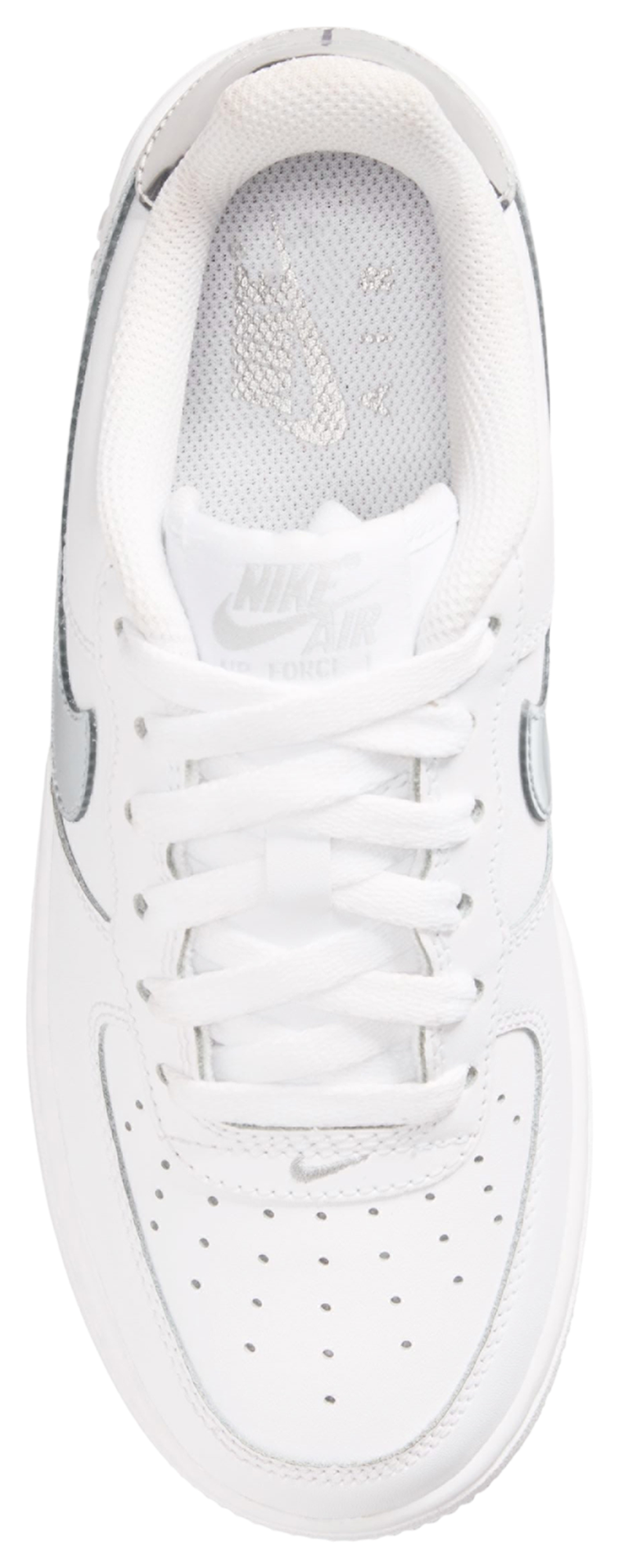 Nike Air Force 1 Low 童款 - White/Silver/Black - Image 3