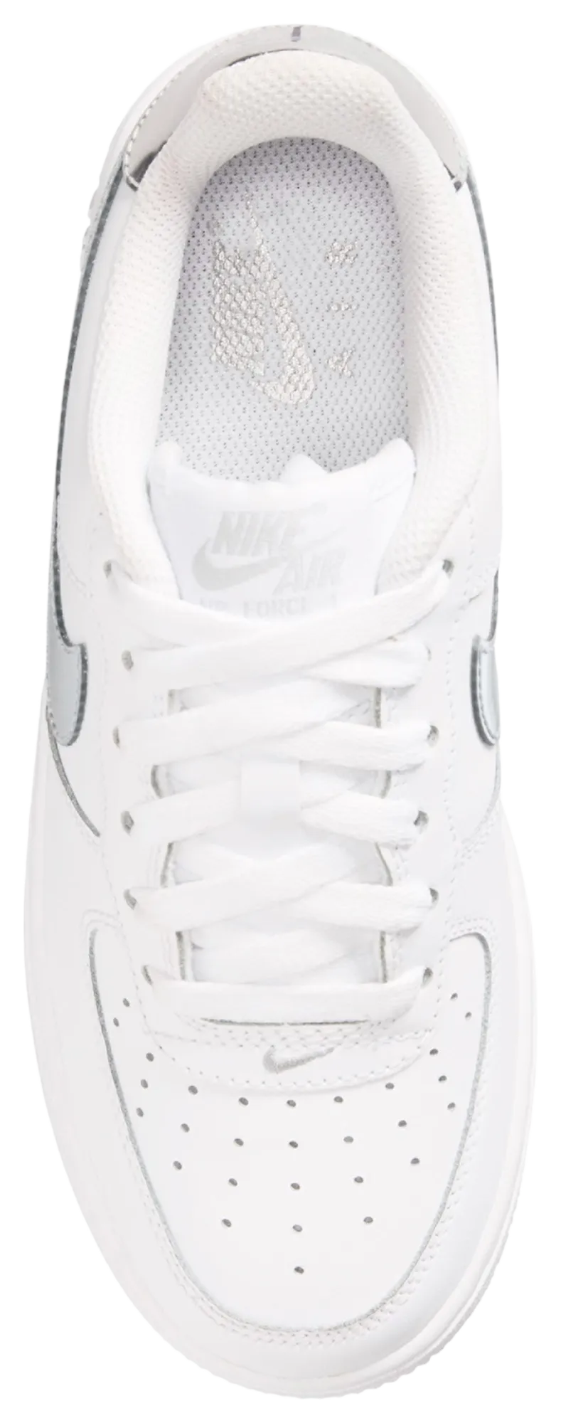 Nike Air Force 1 Low 童款 - White/Silver/Black - Image 3