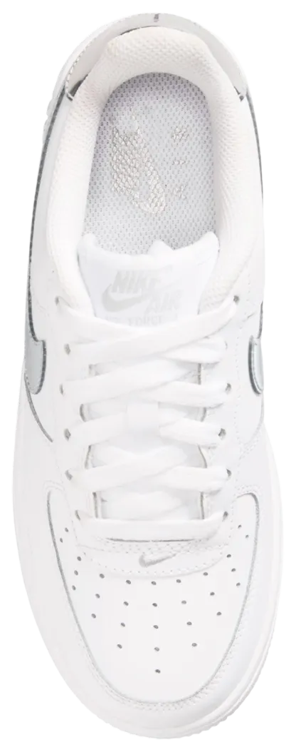 Nike Air Force 1 Low 童款 - White/Silver/Black - Image 3