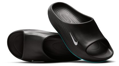 Nike Reactx Rejuven8 Slides - Black/Gamma Blue/Metallic Silver - Image 3