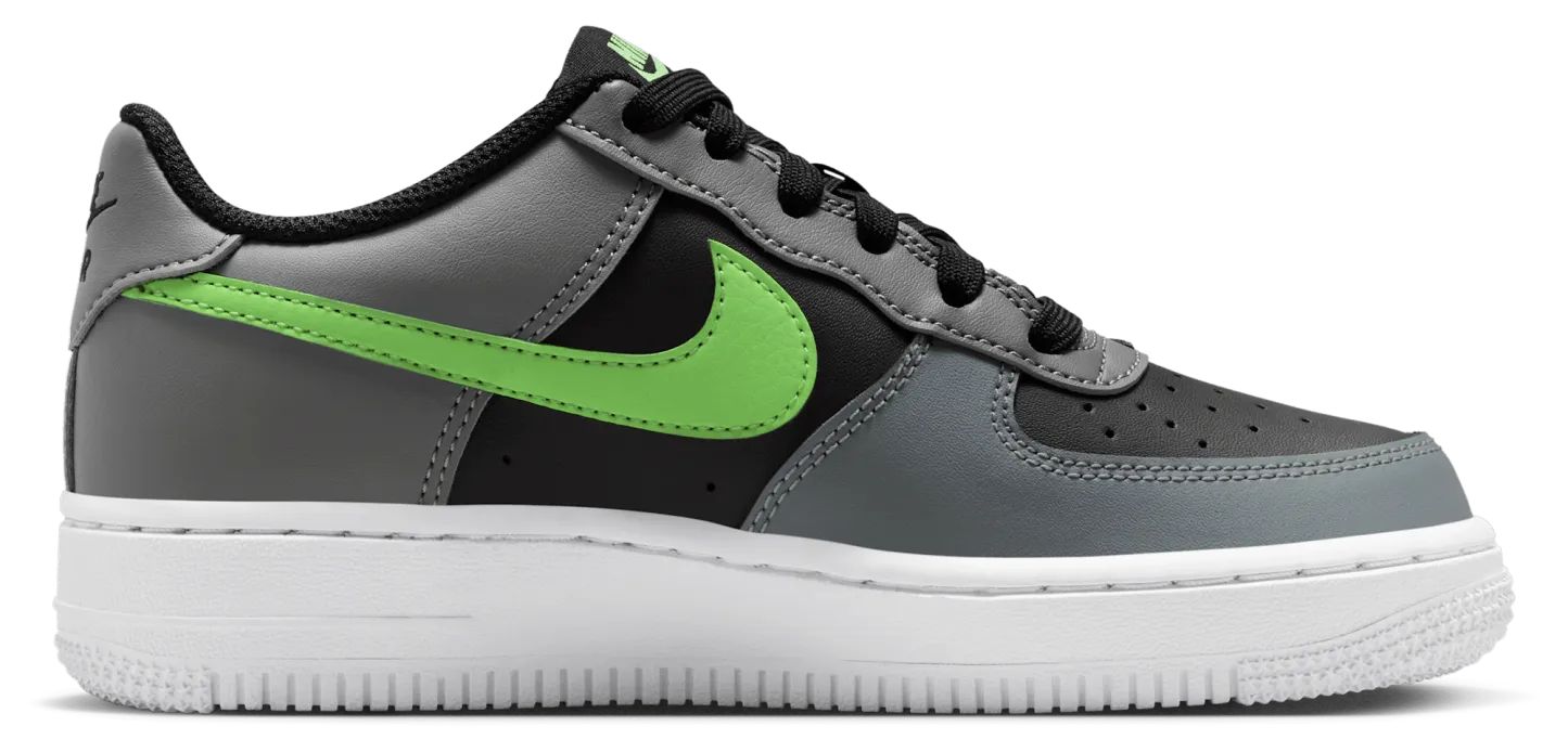 Nike Air Force 1 Low 童款 - Black/Lime Blast/Smoke Grey - Image 1