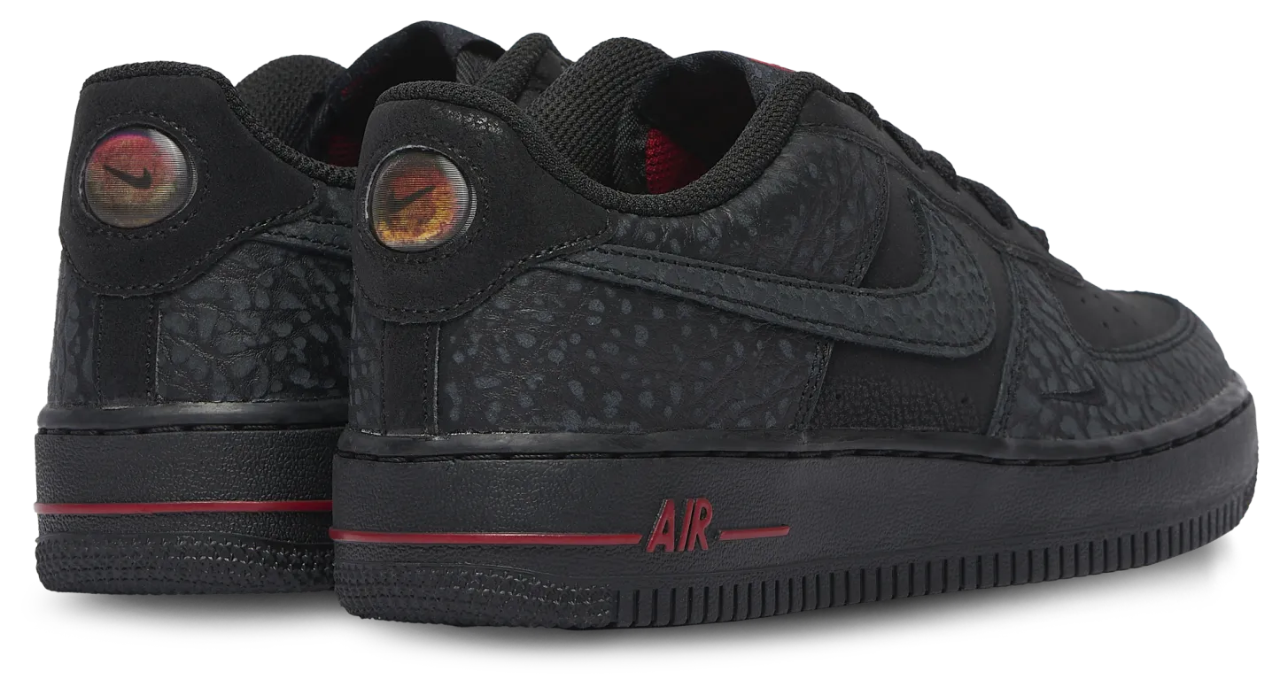 Nike Air Force 1 Low 童款 - Black/Grey/Red - Image 3