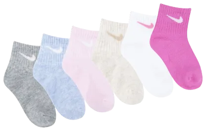Nike Swoosh 6 Pack Ankle Socks 童款 - White/Pink - Image 3