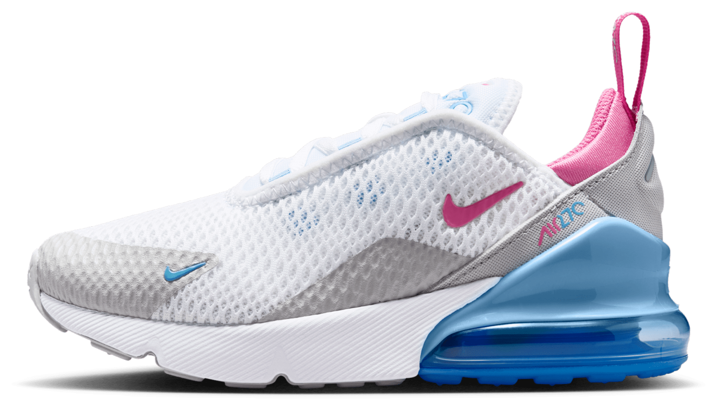 Nike Air Max 270 童款 - White/Pinksicle/Football Blue - Image 2