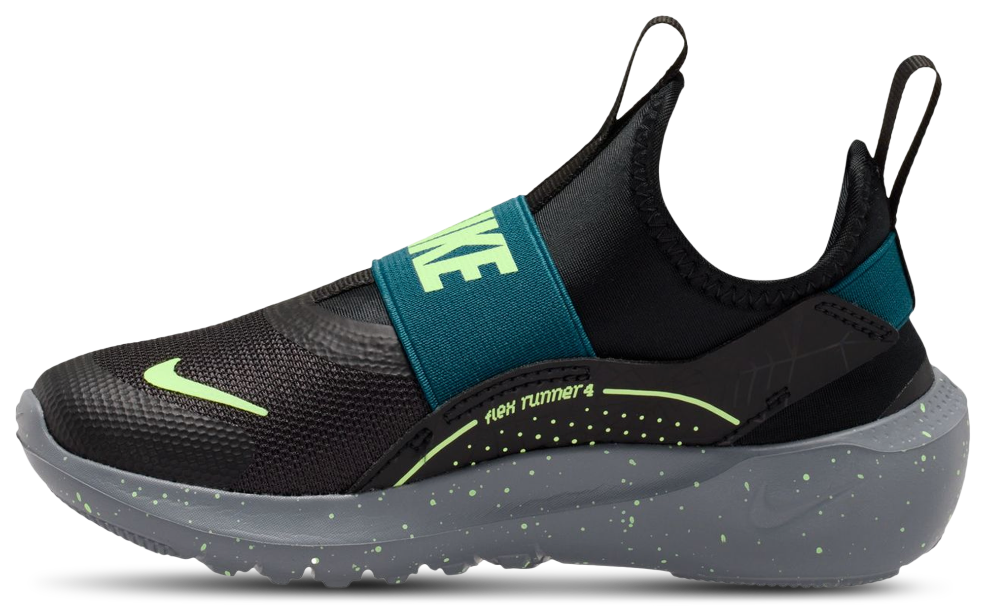 Nike Flex Runner 4 SE 童款 - Barely Volt/Black/Witches Brew - Image 2