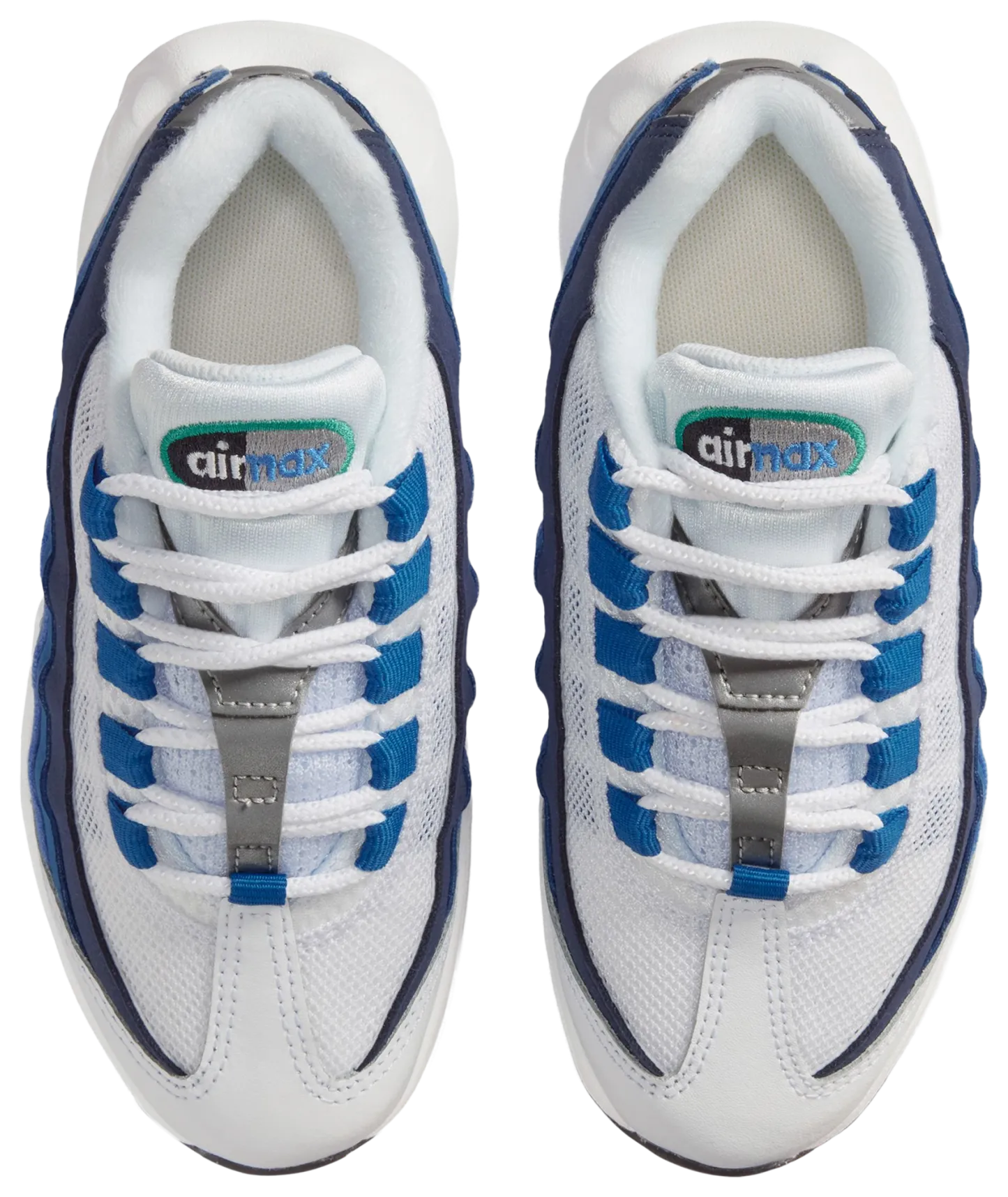 Nike Air Max 95 PRM Emerald 童款 - White/Emerald Green/Lake Blue - Image 4