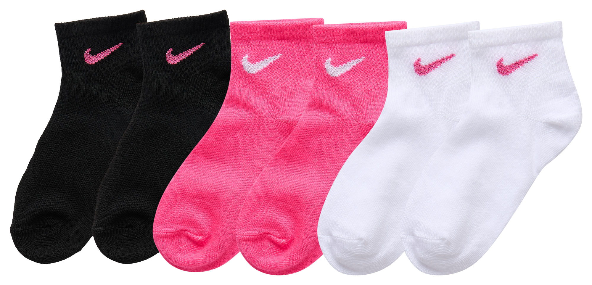 Nike Metallic Crew Socks 6 Pack 童款 - Pink/White - Image 1