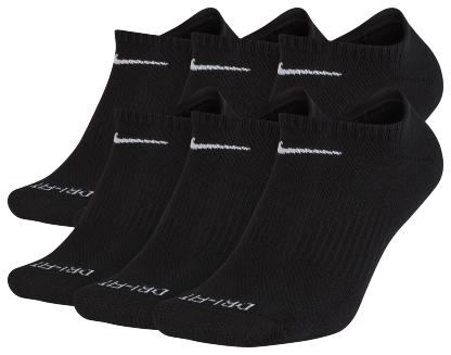 Nike 6 Pack Dri-FIT Plus No Show Socks - Black/White - Image 2