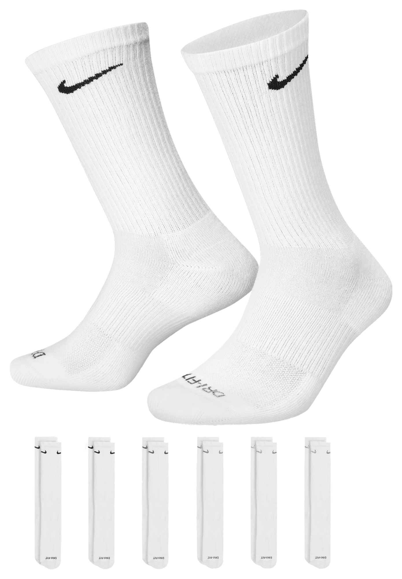 Nike 6 Pack Everyday Plus Cushioned Socks - Black/White - Image 1