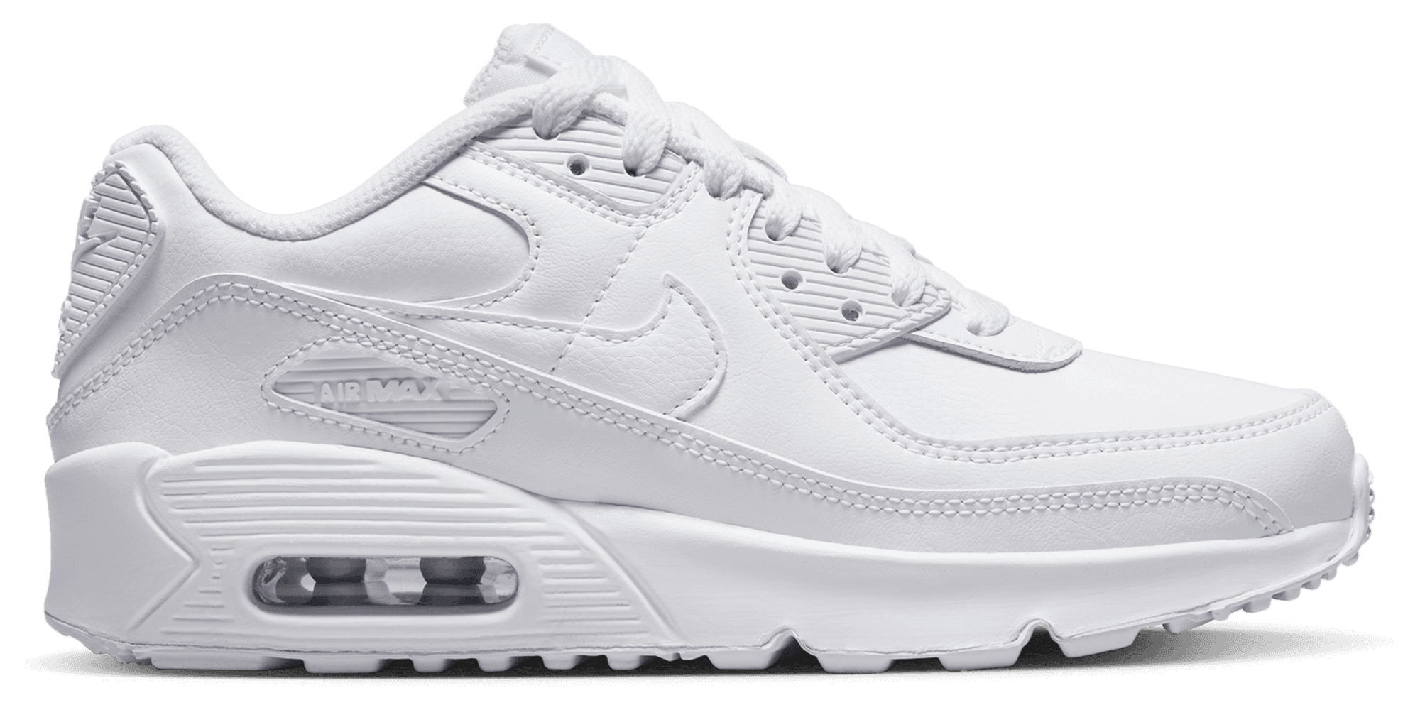 Nike Air Max 90 童款 - White/White/Metallic Silver - Image 1