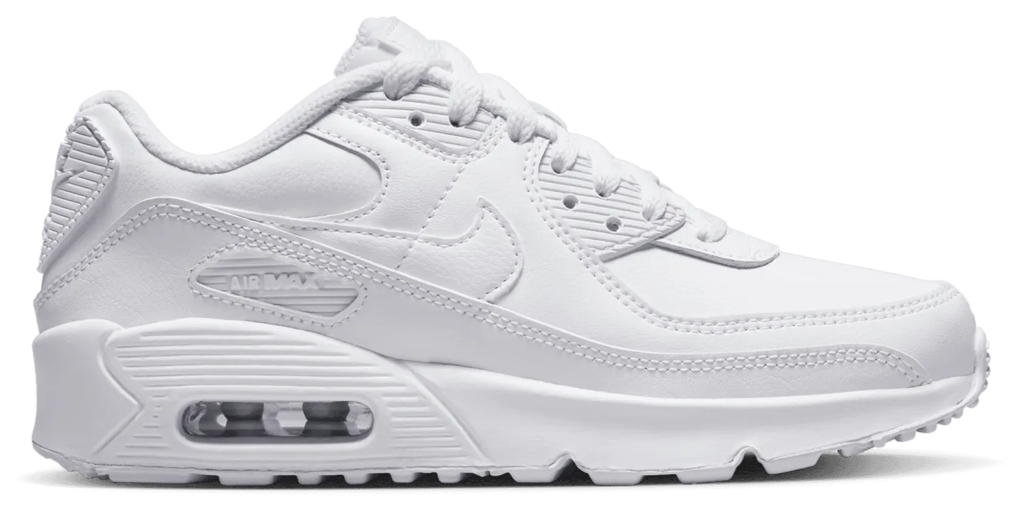 Nike Air Max 90 童款 - White/White/Metallic Silver - Image 1