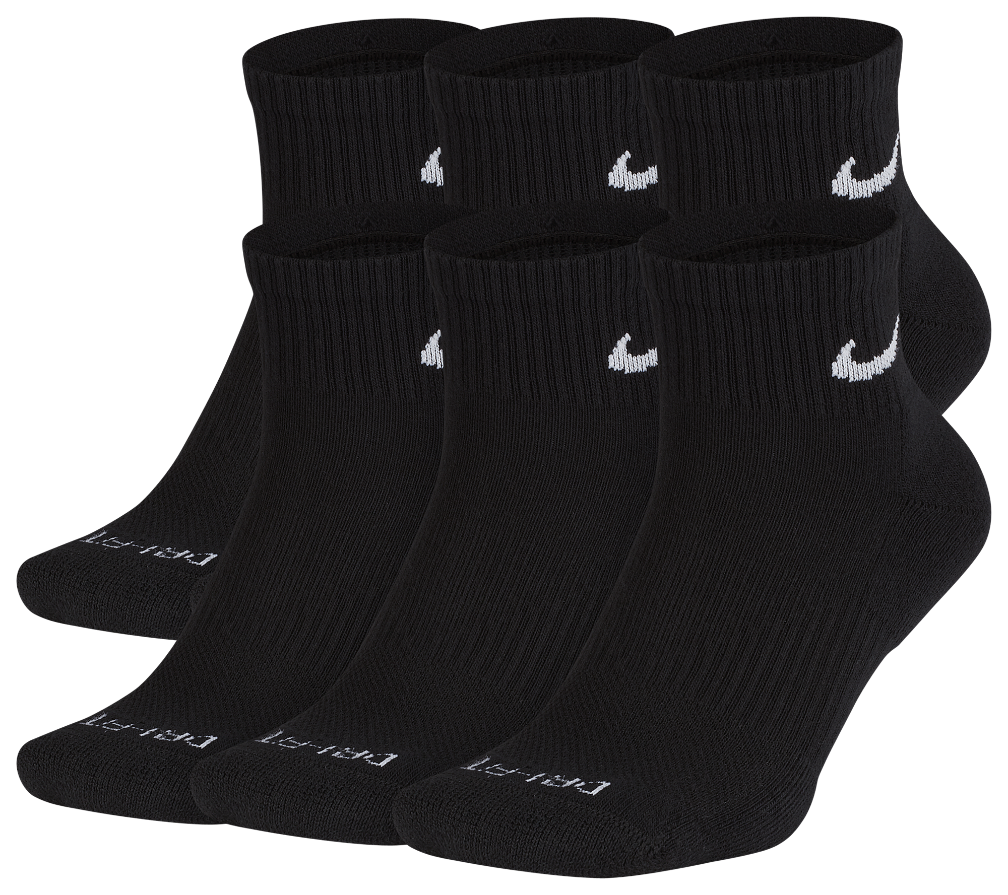 Nike 6 Pack Dri-FIT Plus Quarter Socks - Black/White - Image 2