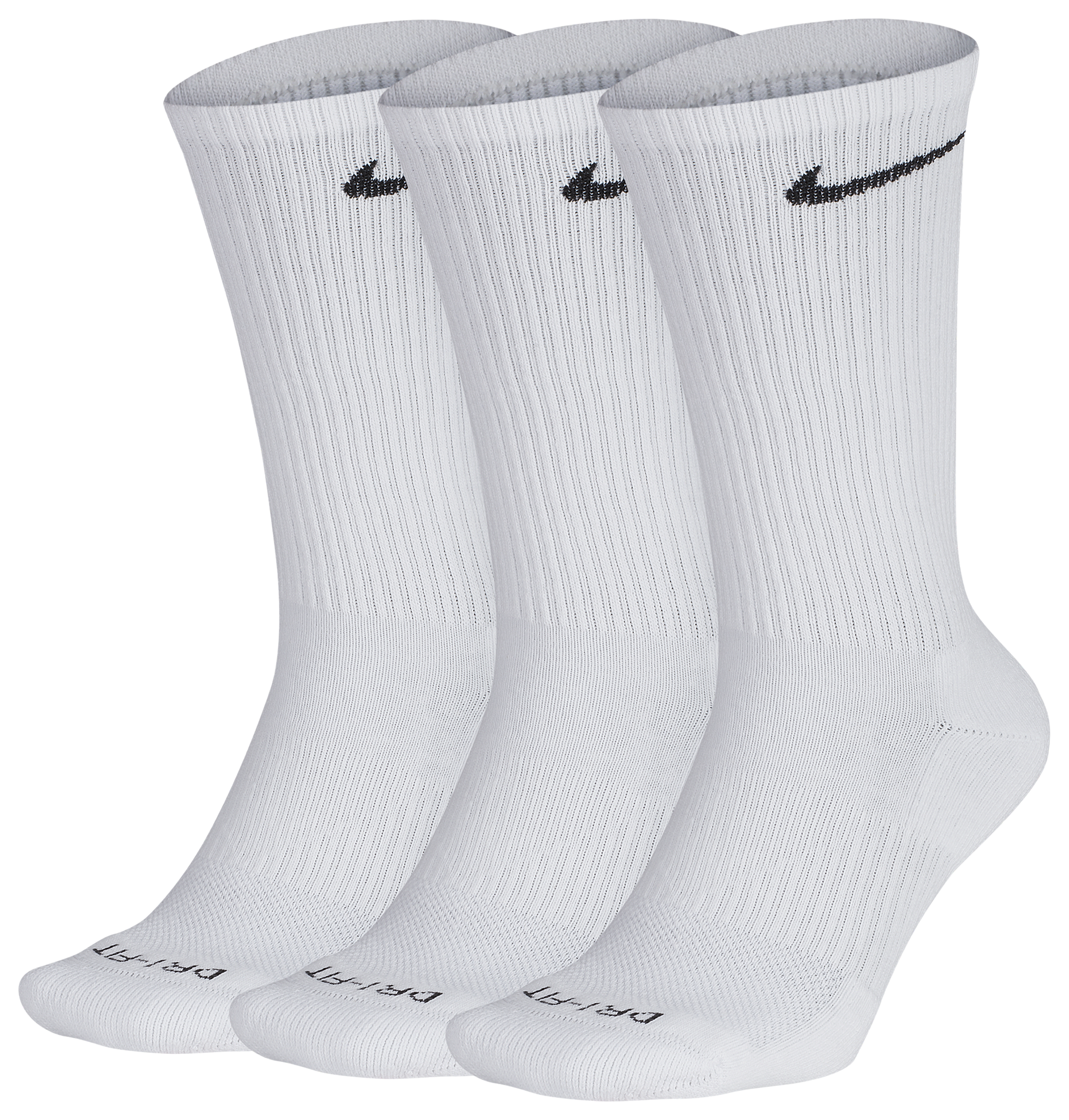 Nike 3 Pack Dri-FIT Plus Crew Socks - Black/White - Image 1