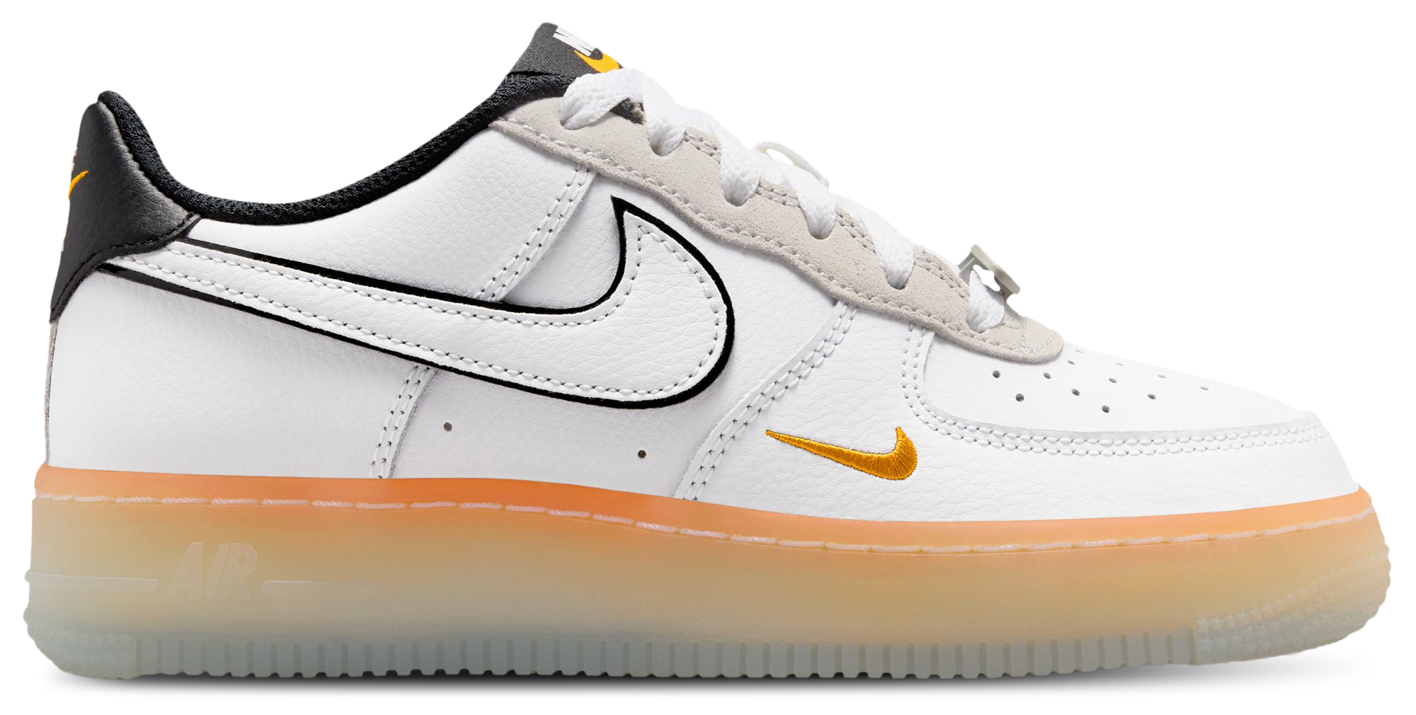 Nike Air Force 1 FL2 童款 - White/Black/Orange - Image 1
