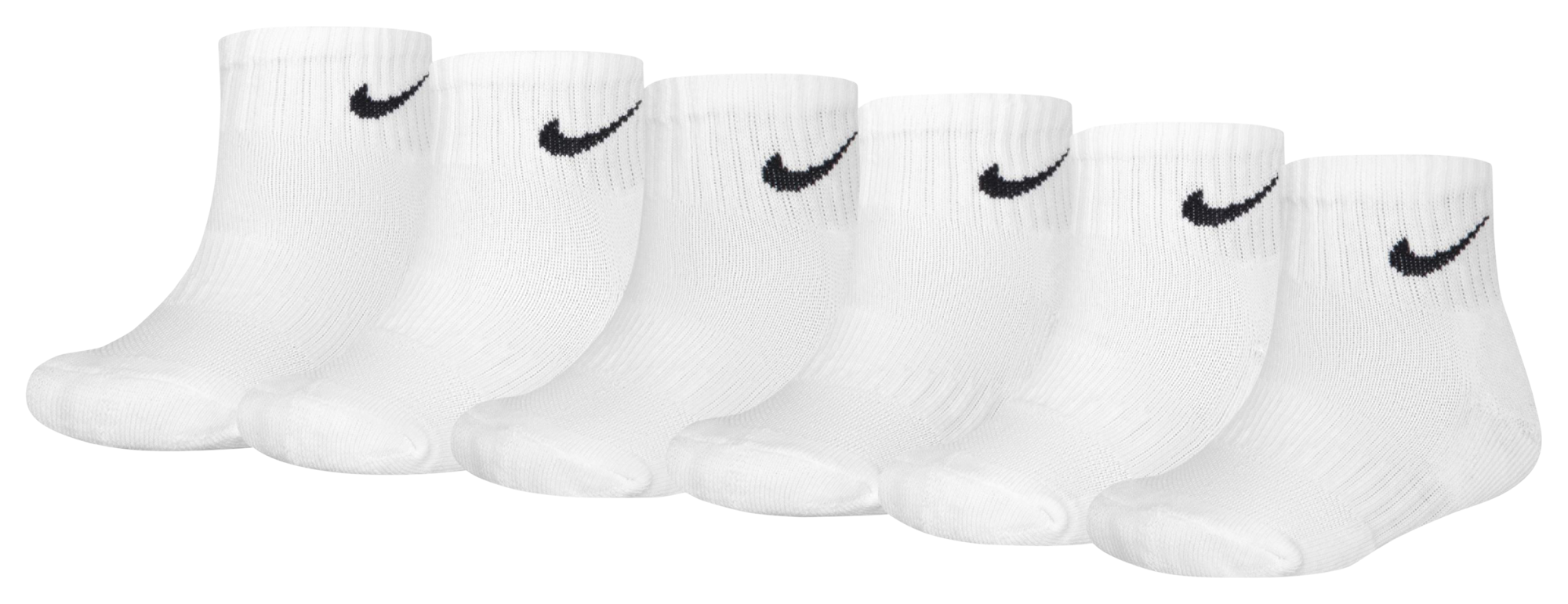 Nike Quarter Socks 6 Pack GSB 童款 - White/Black - Image 1