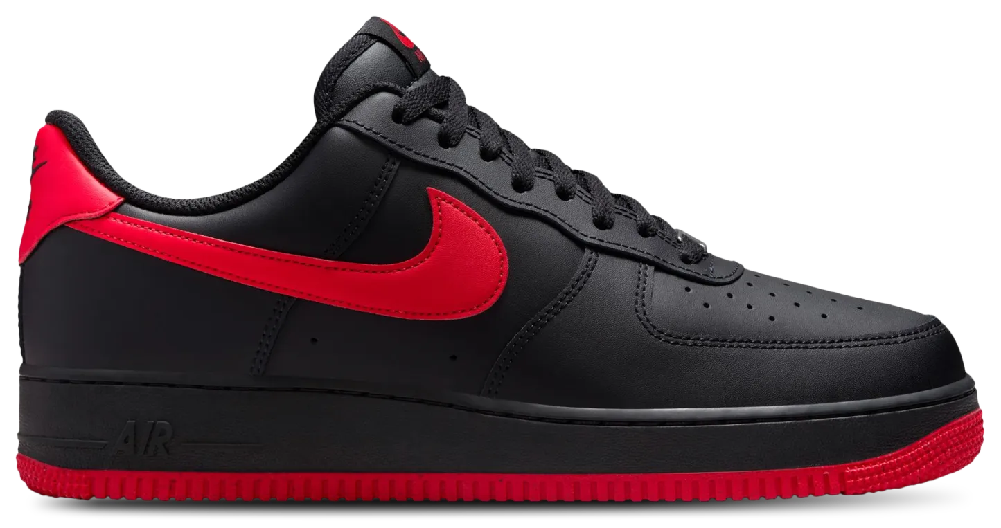 Nike Air Force 1 Low '07 - Black/Red/Black - Image 1