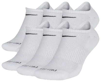 Nike 6 Pack Dri-FIT Plus No Show Socks - Black/White - Image 1