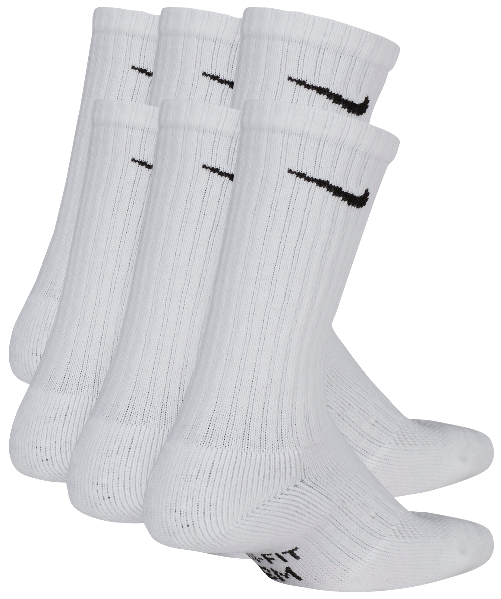 Nike 6 Pack Cushioned Crew Socks 童款 - White/Black - Image 3