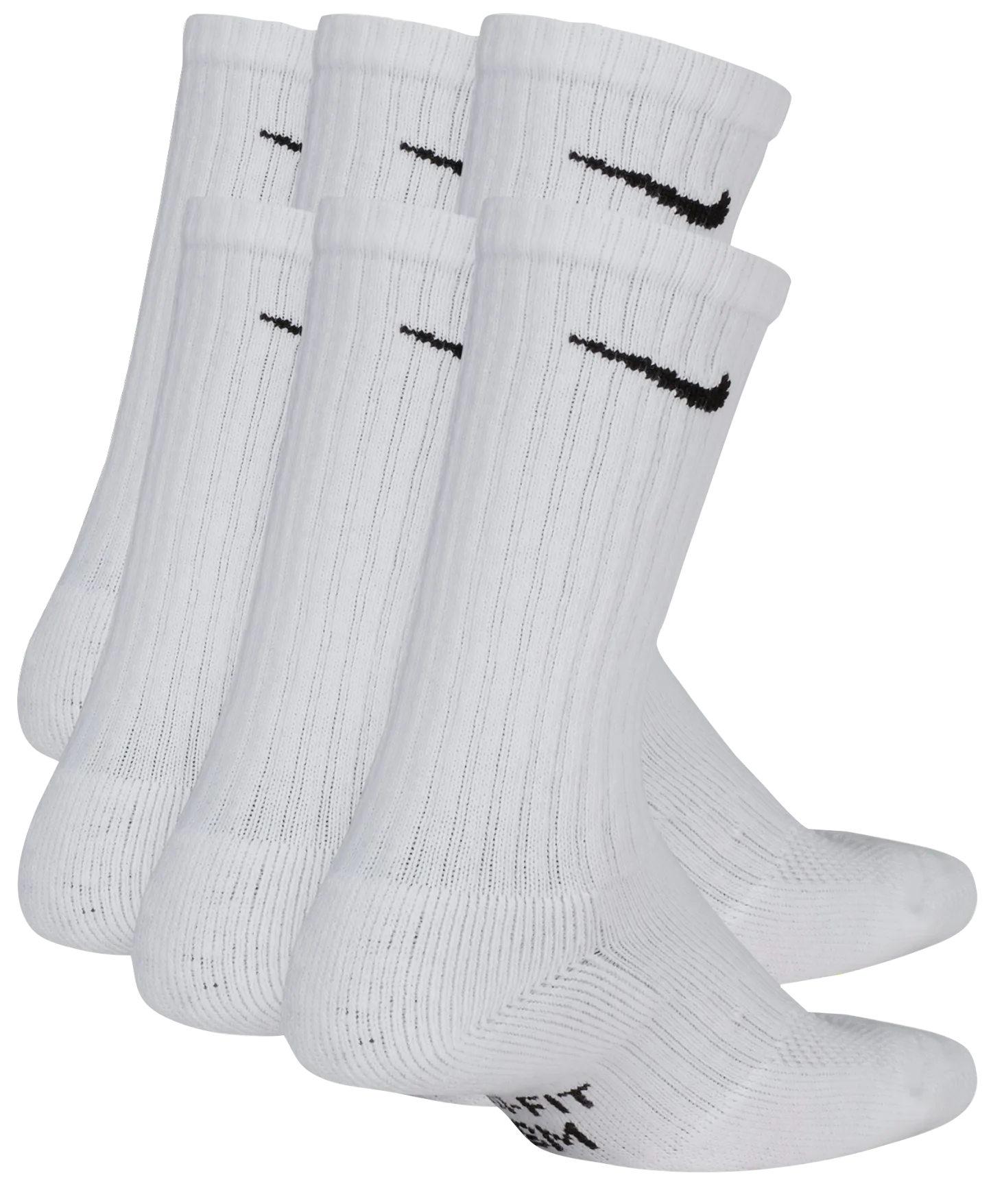 Nike 6 Pack Cushioned Crew Socks 童款 - White/Black - Image 3