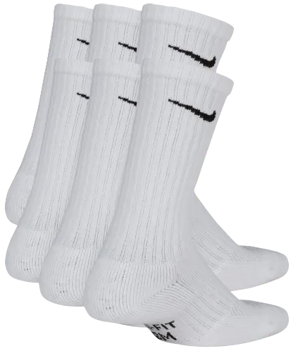 Nike 6 Pack Cushioned Crew Socks 童款 - White/Black - Image 3