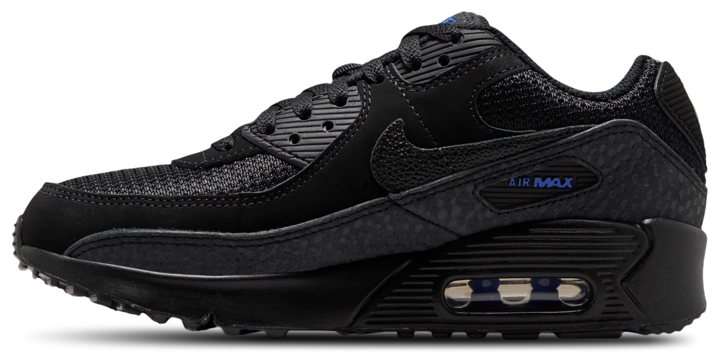 Nike Air Max 90 FL1 童款 - Black/Dk Smoke Gray/Old Royal - Image 2