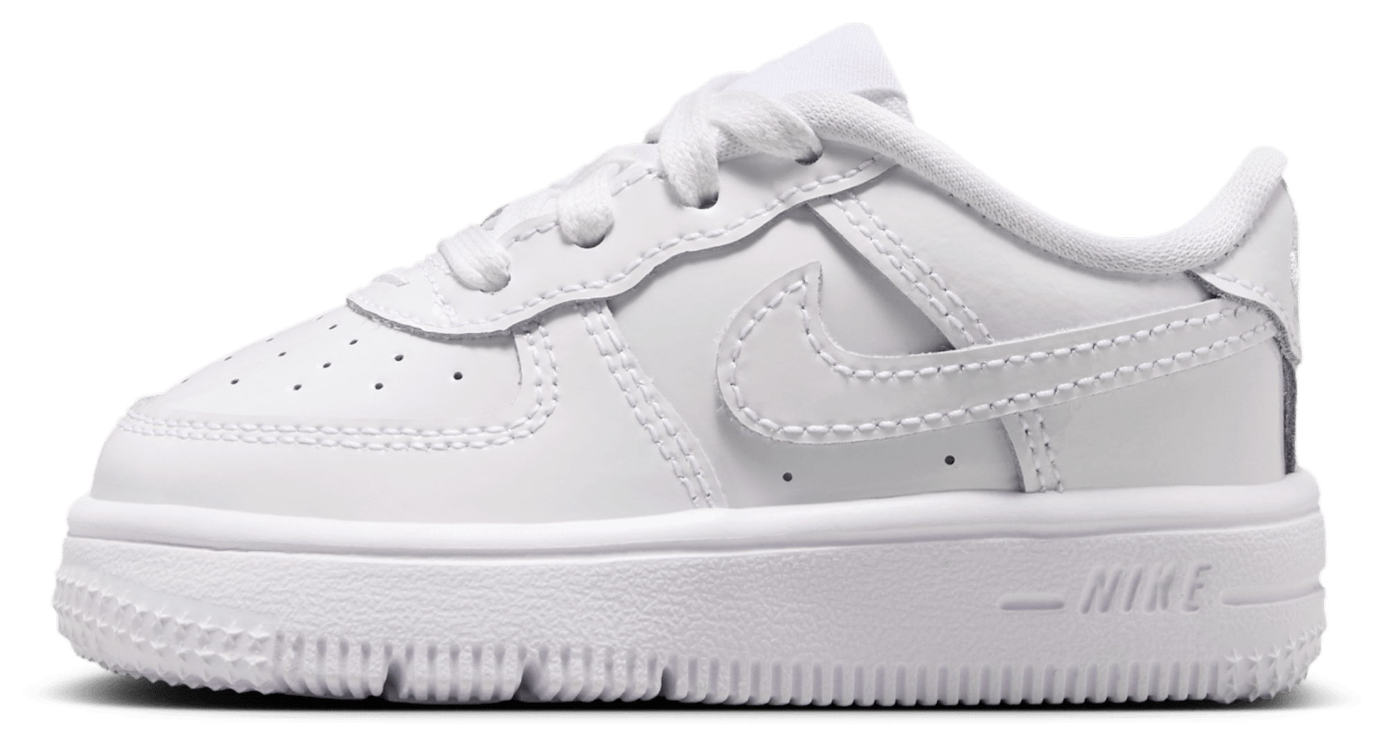 Nike Air Force 1 Low Lace 童款 - White/White - Image 2