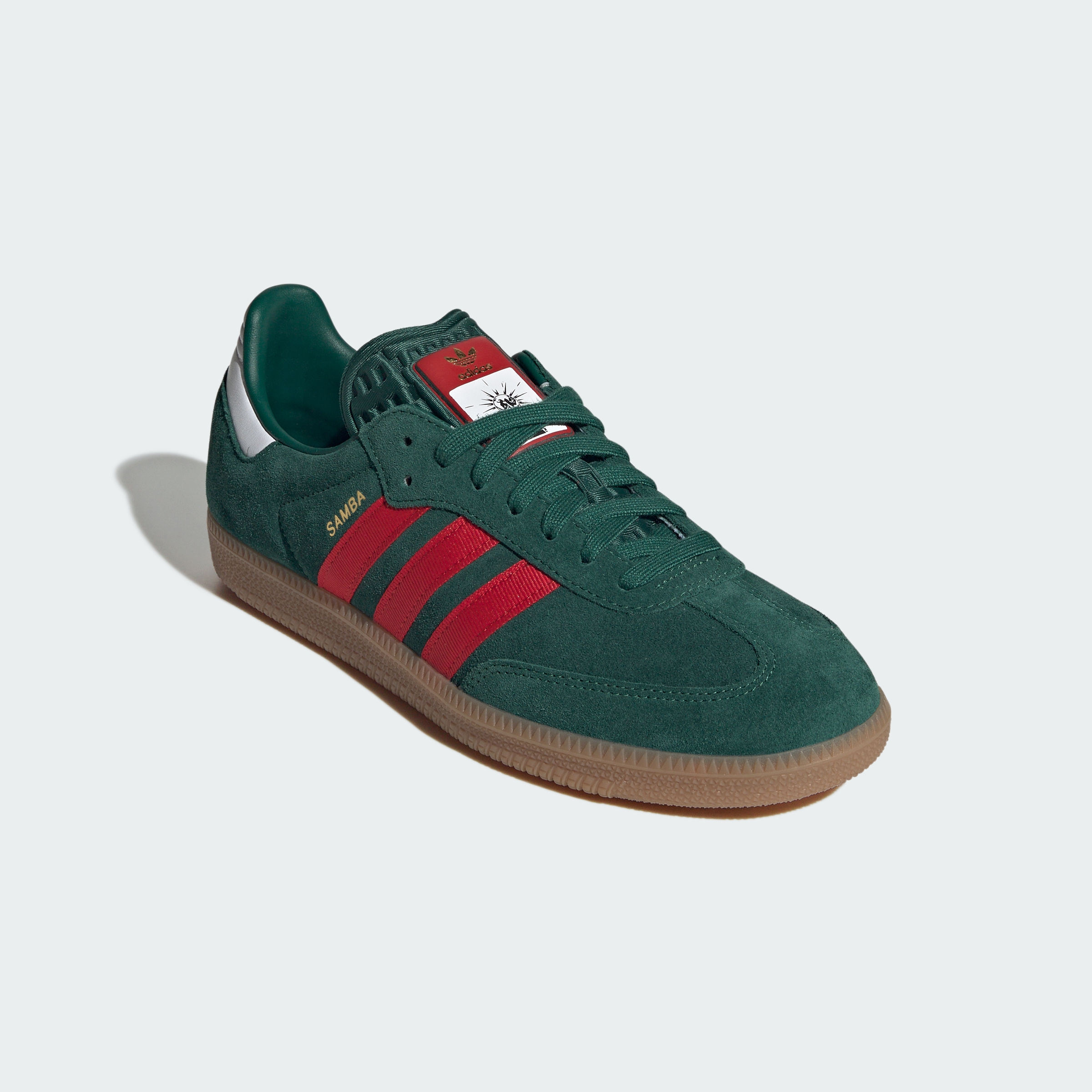 adidas Samba OG Shoes - Team Dark Green / Better Scarlet / Gum - View 6