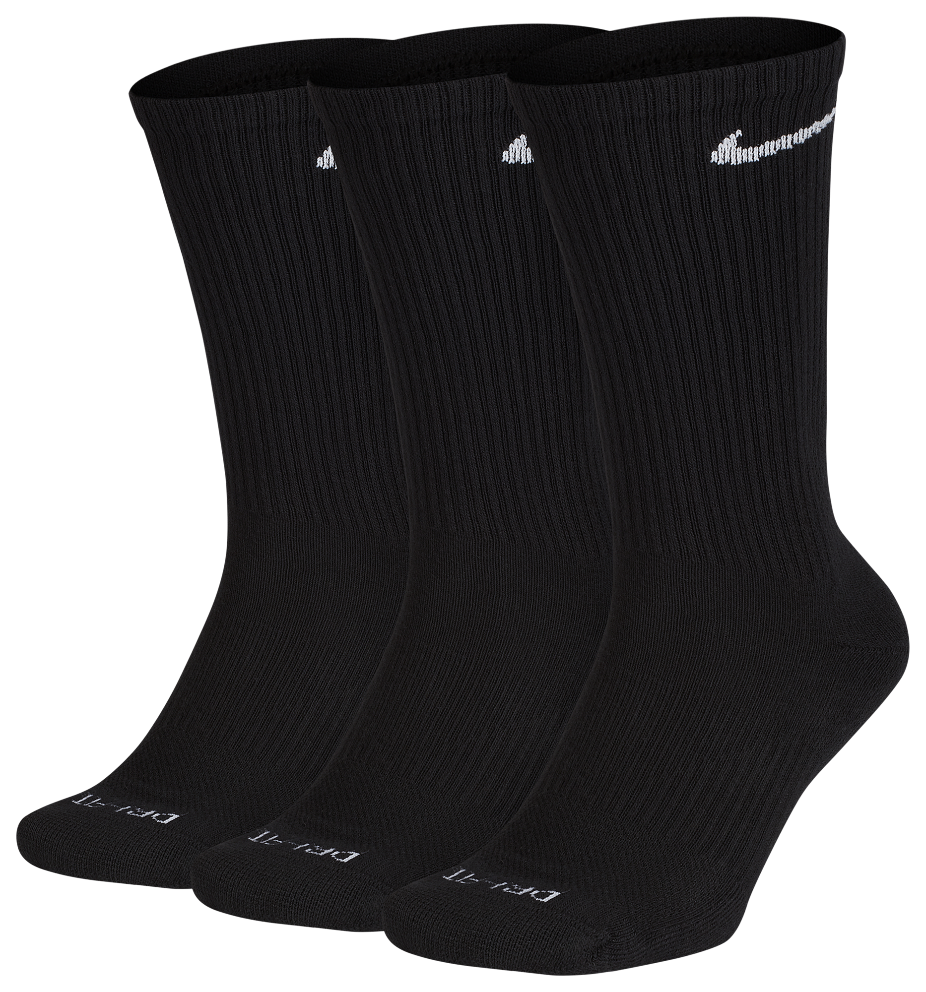 Nike 3 Pack Dri-FIT Plus Crew Socks - Black/White - Image 1