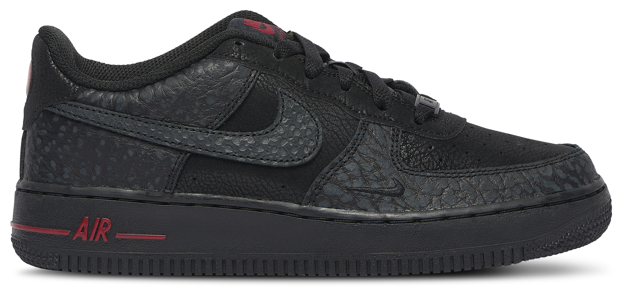 Nike Air Force 1 Low 童款 - Black/Grey/Red - Image 1