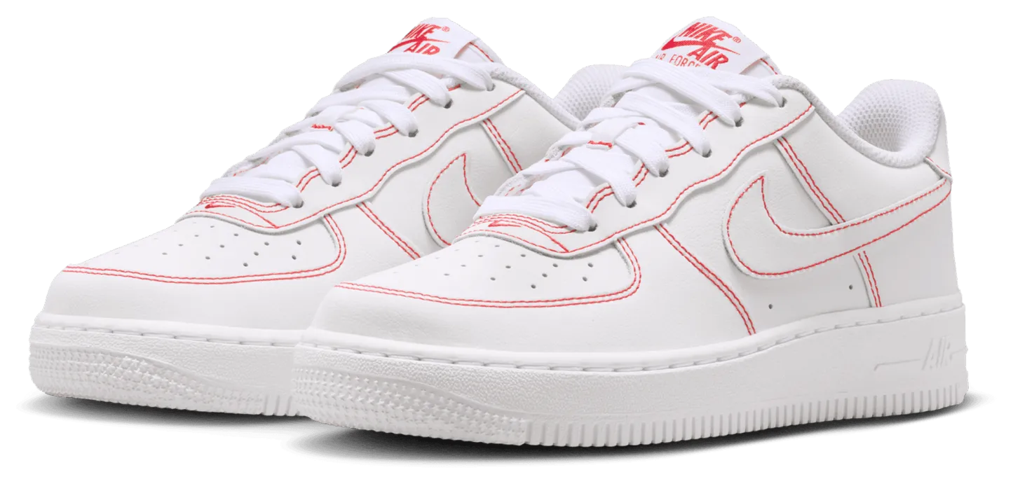 Nike Air Force 1 LV8 1 童款 - White/University Red - Image 6