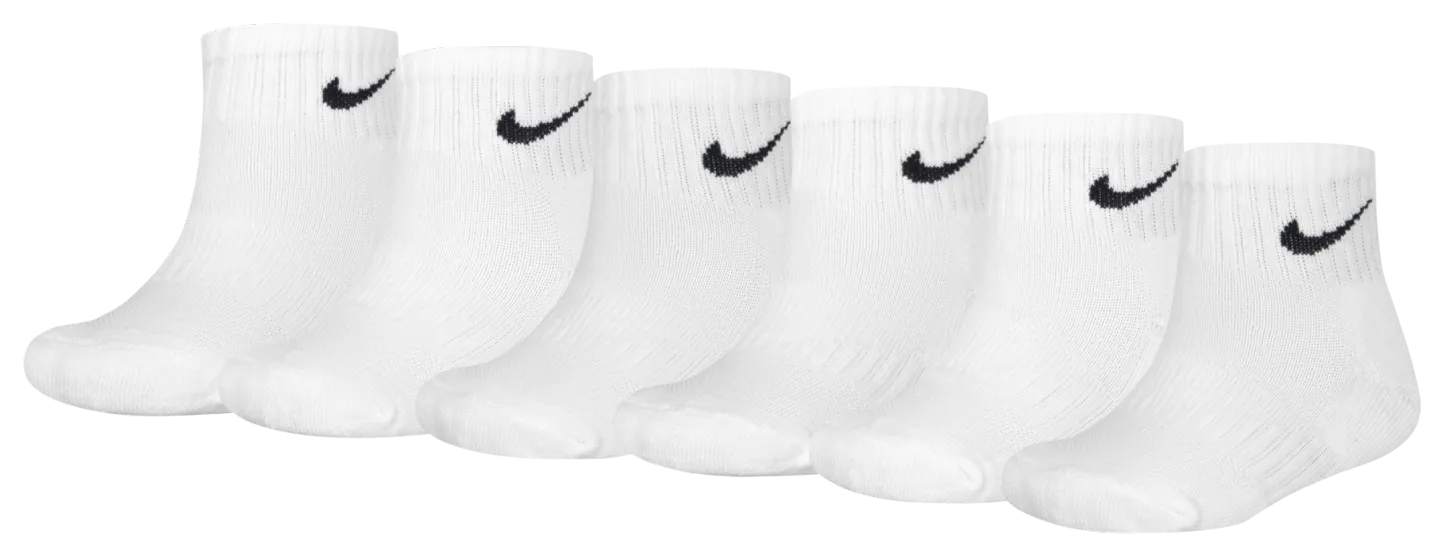 Nike Quarter Socks 6 Pack GSB 童款 - White/Black - Image 2