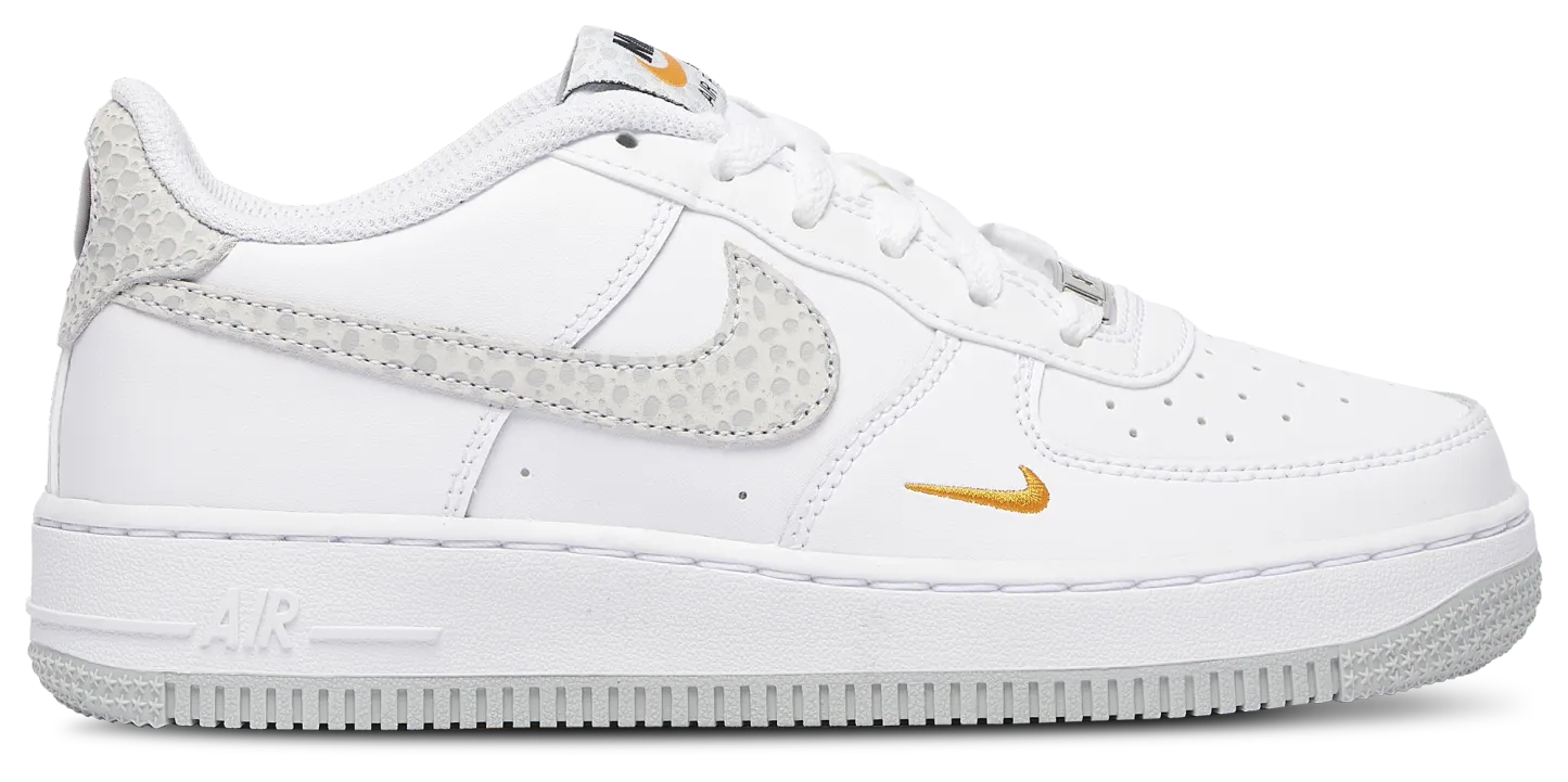Nike Air Force 1 Low 童款 - White/Orange/Grey - Image 1