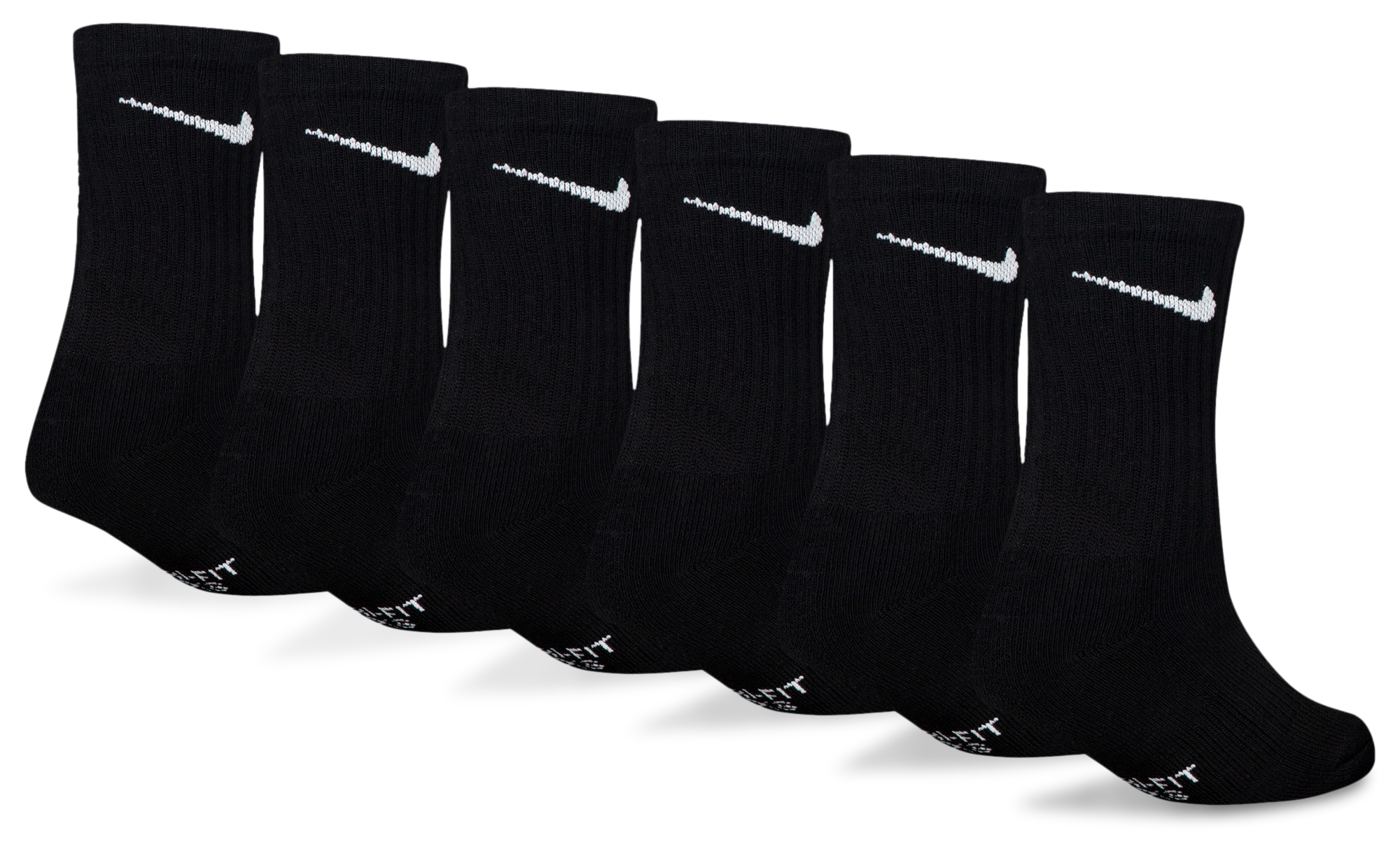 Nike 6 Pack Dri-FIT Performance Basic Crew Socks 童款 - Black - Image 2