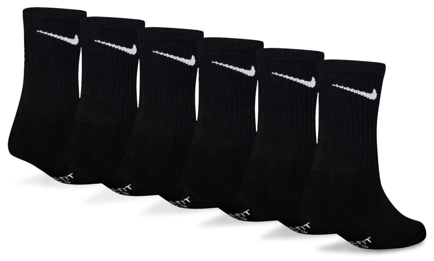 Nike 6 Pack Dri-FIT Performance Basic Crew Socks 童款 - Black - Image 2