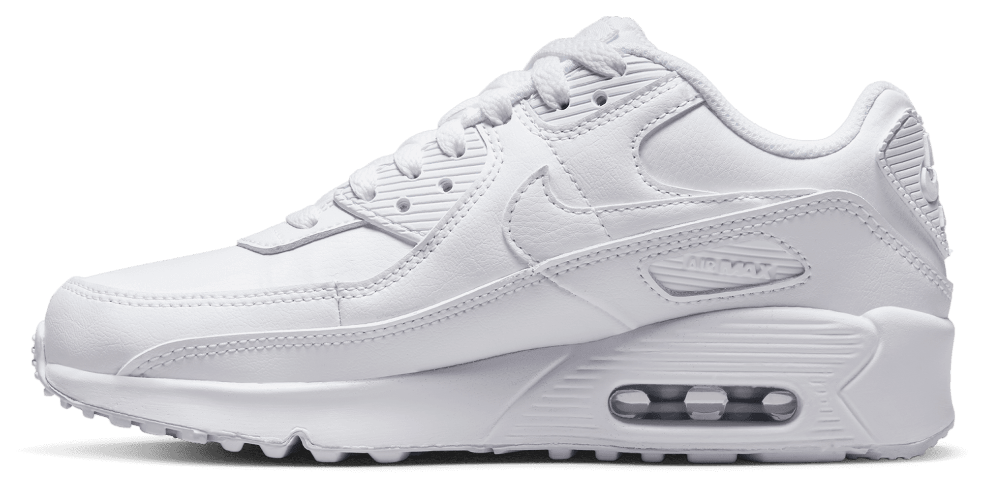 Nike Air Max 90 童款 - White/White/Metallic Silver - Image 2