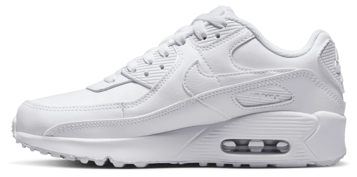 Nike Air Max 90 童款 - White/White/Metallic Silver - Image 2