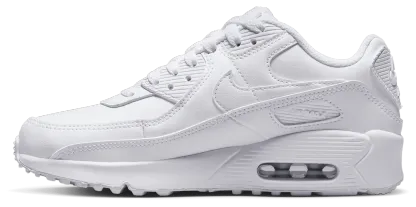 Nike Air Max 90 童款 - White/White/Metallic Silver - Image 2