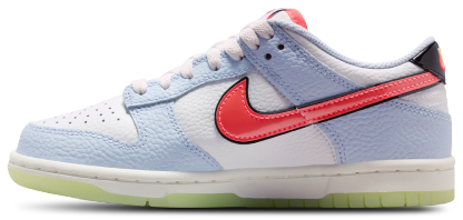 Nike Dunk Low 童款 - White/Hydrogen Blue/Flash Crimson - Image 2