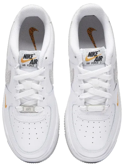 Nike Air Force 1 Low 童款 - White/Orange/Grey - Image 4