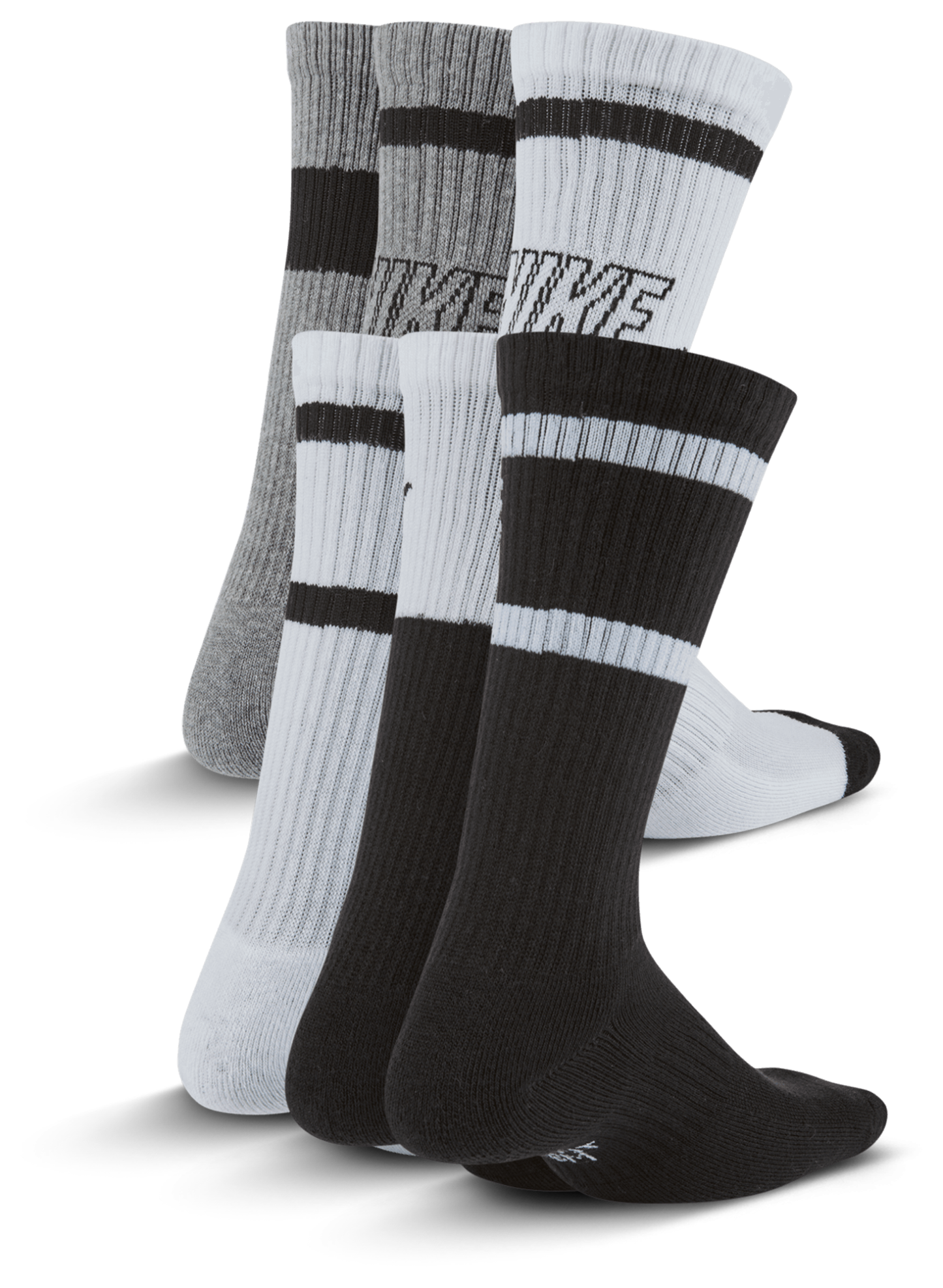 Nike GFX 6 Pack Crew Socks - Grey/Black/White - Image 2